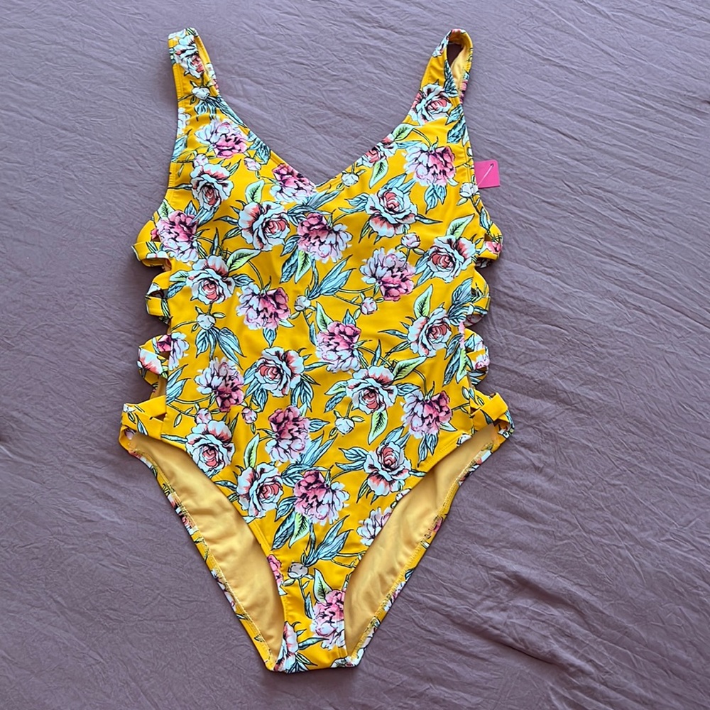 Yellow floral bathing suit